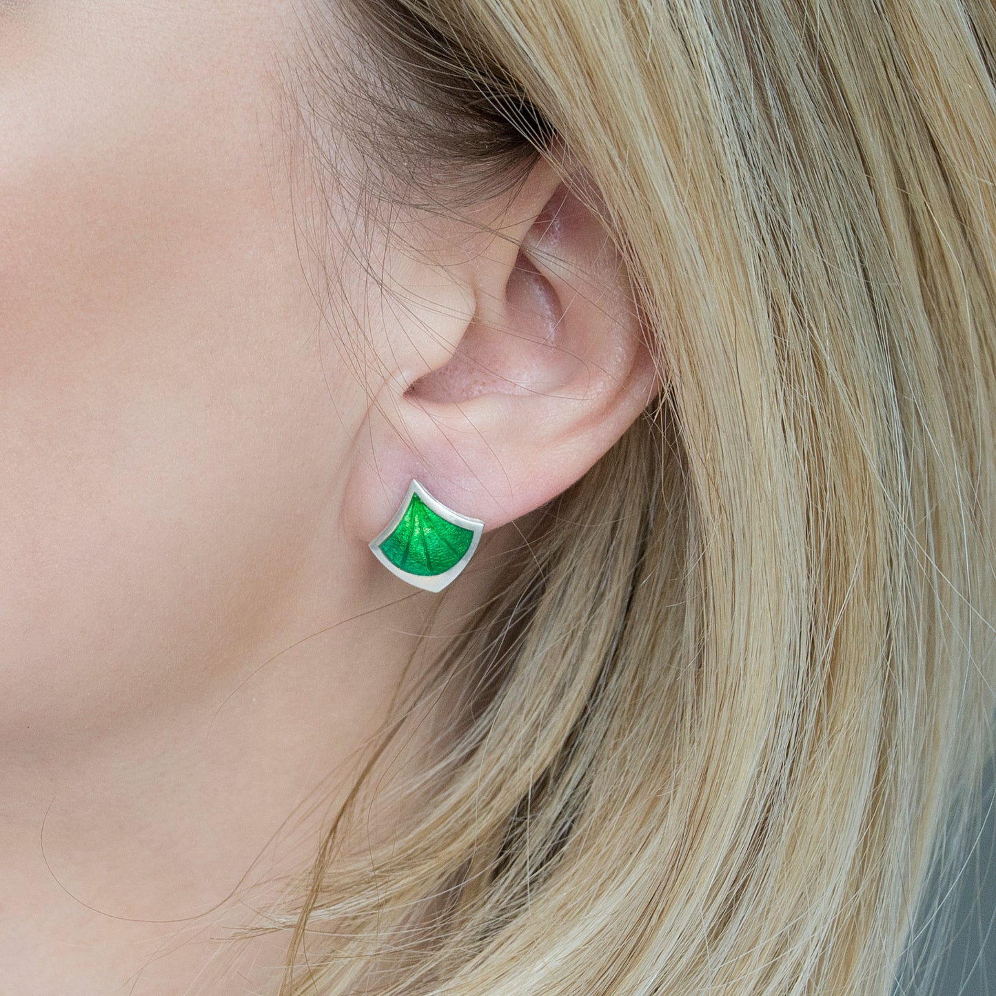 Rhombus Green Enamel Earrings