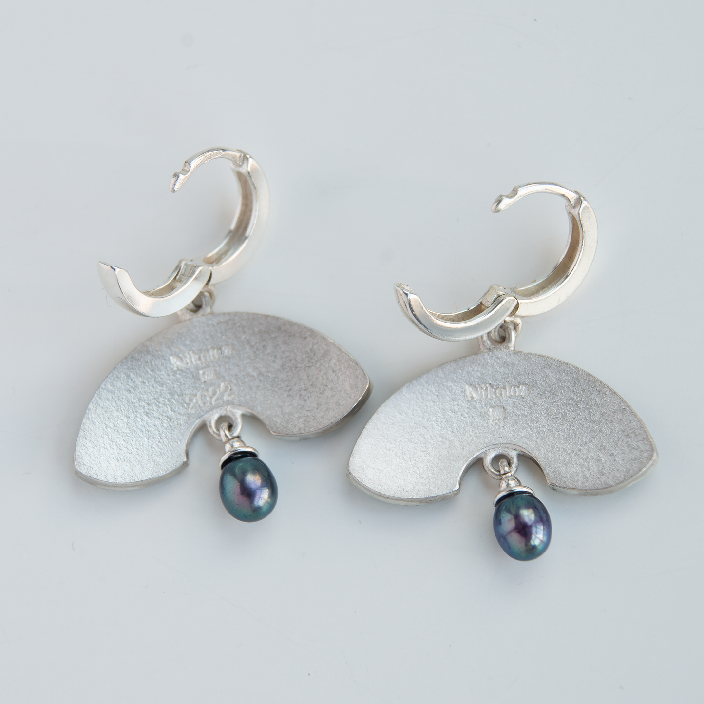 Dark Green Peacock, Cloisonné Enamel Earrings