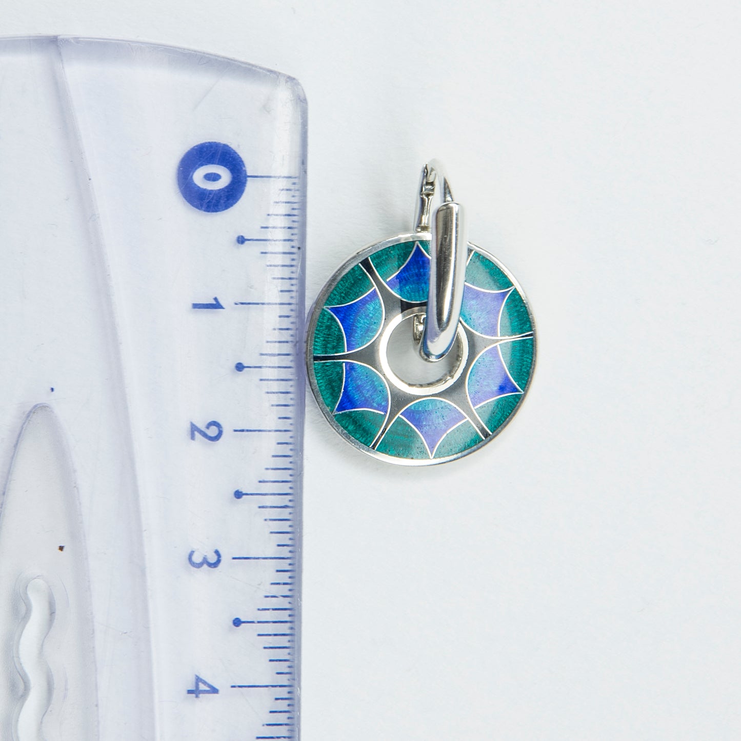 Cloisonné Enamel, Double Sided, Round Geometric Earrings