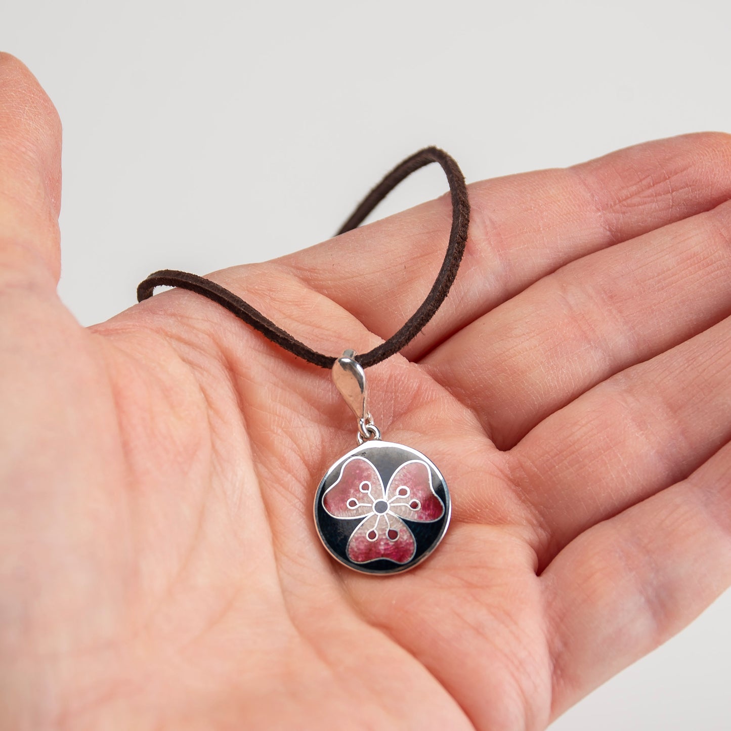Hibiscus Flower Cloisonné Enamel Pendant