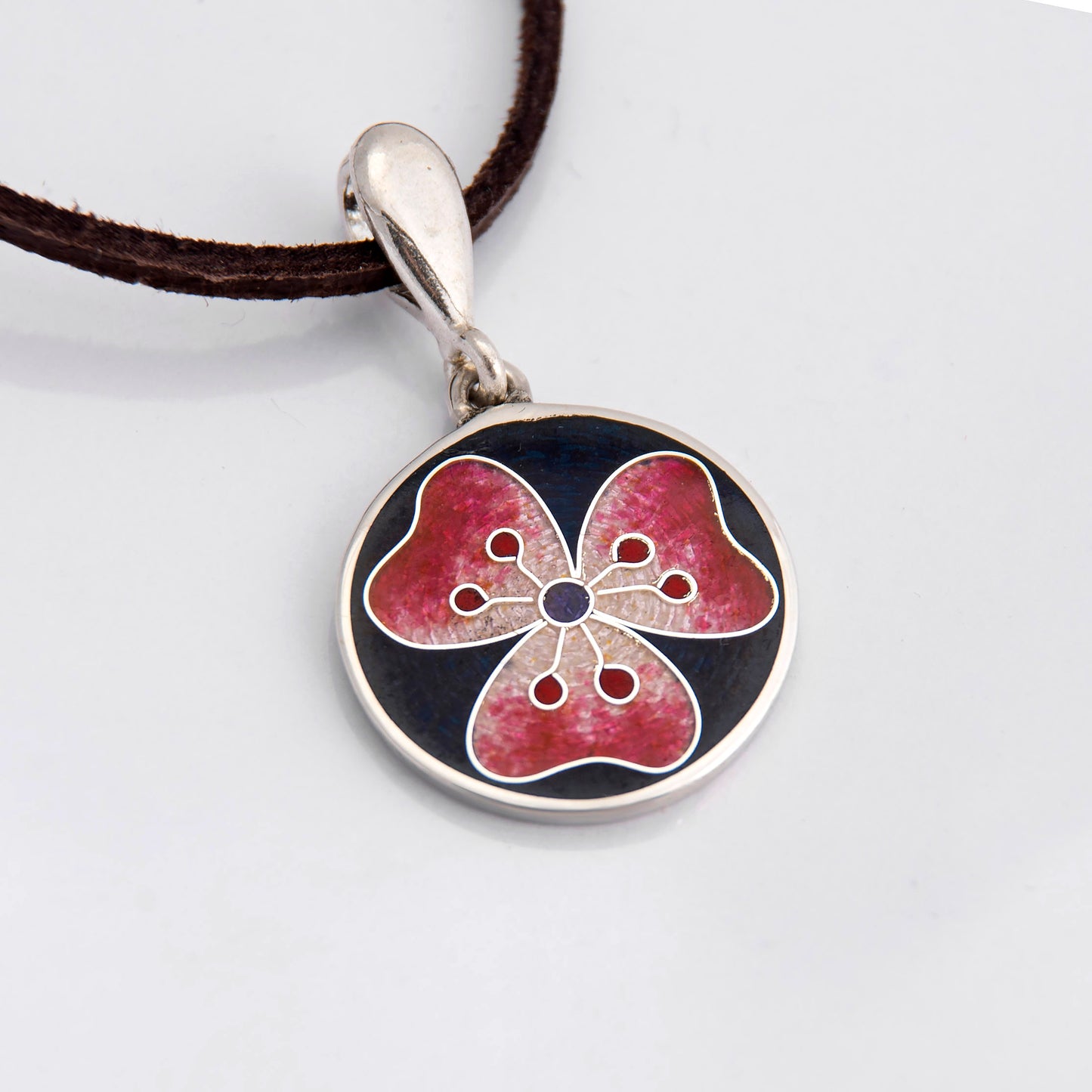 Hibiscus Flower Cloisonné Enamel Pendant