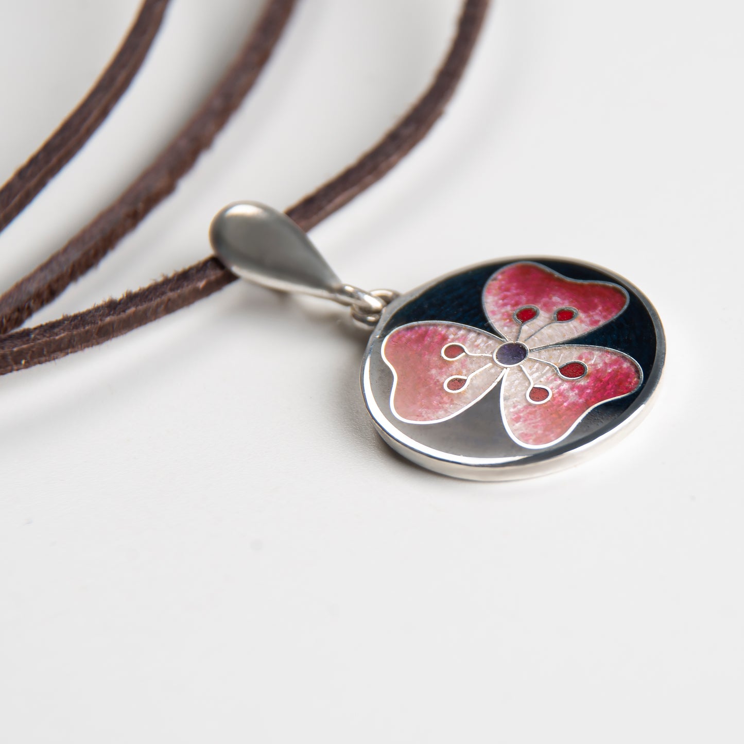 Hibiscus Flower Cloisonné Enamel Pendant