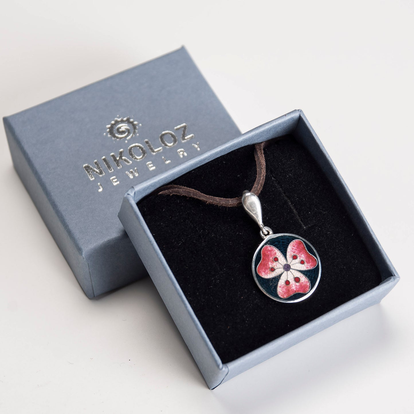 Hibiscus Flower Cloisonné Enamel Pendant