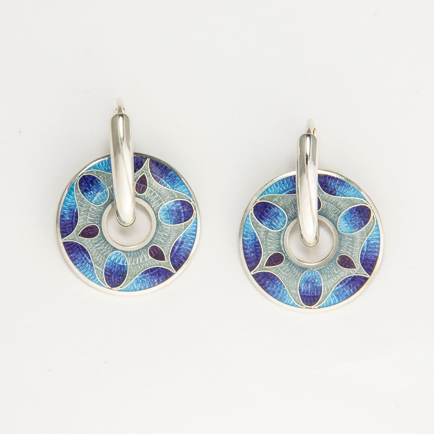 Purple Blue Reversible Cloisonné Enamel Earrings