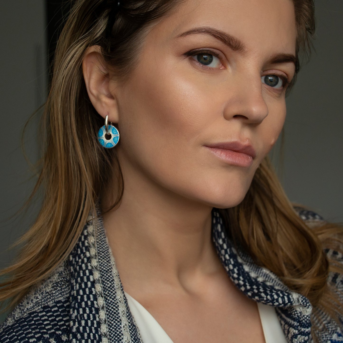 Reversible Blue Cloisonné Enamel Earrings