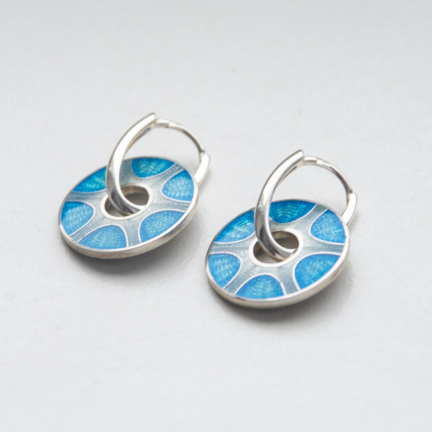 Reversible Blue Cloisonné Enamel Earrings