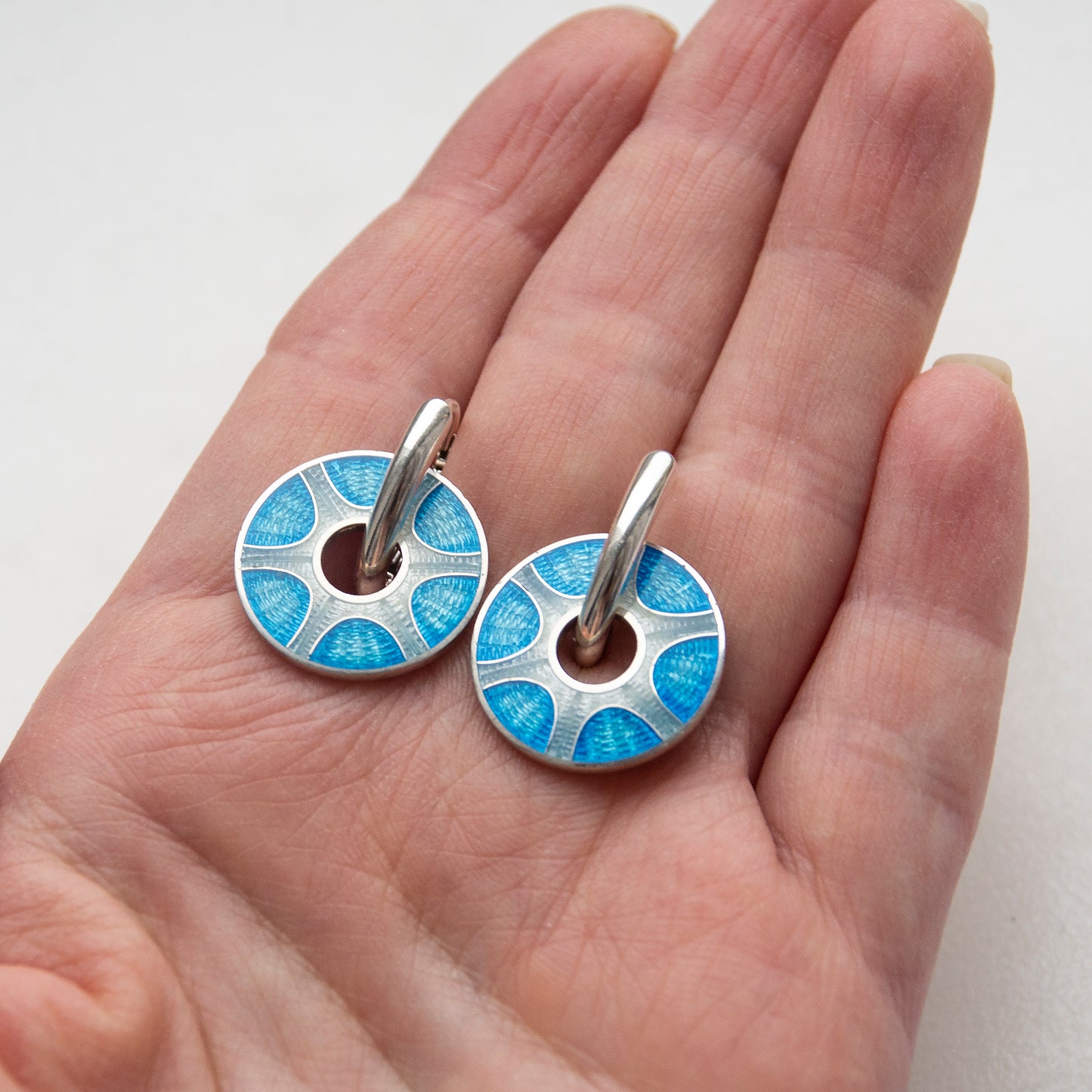 Reversible Blue Cloisonné Enamel Earrings