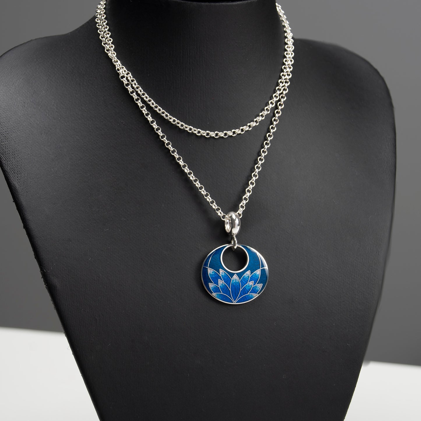 Cloisonné Enamel Pendant-Necklace "Blue Lotus"