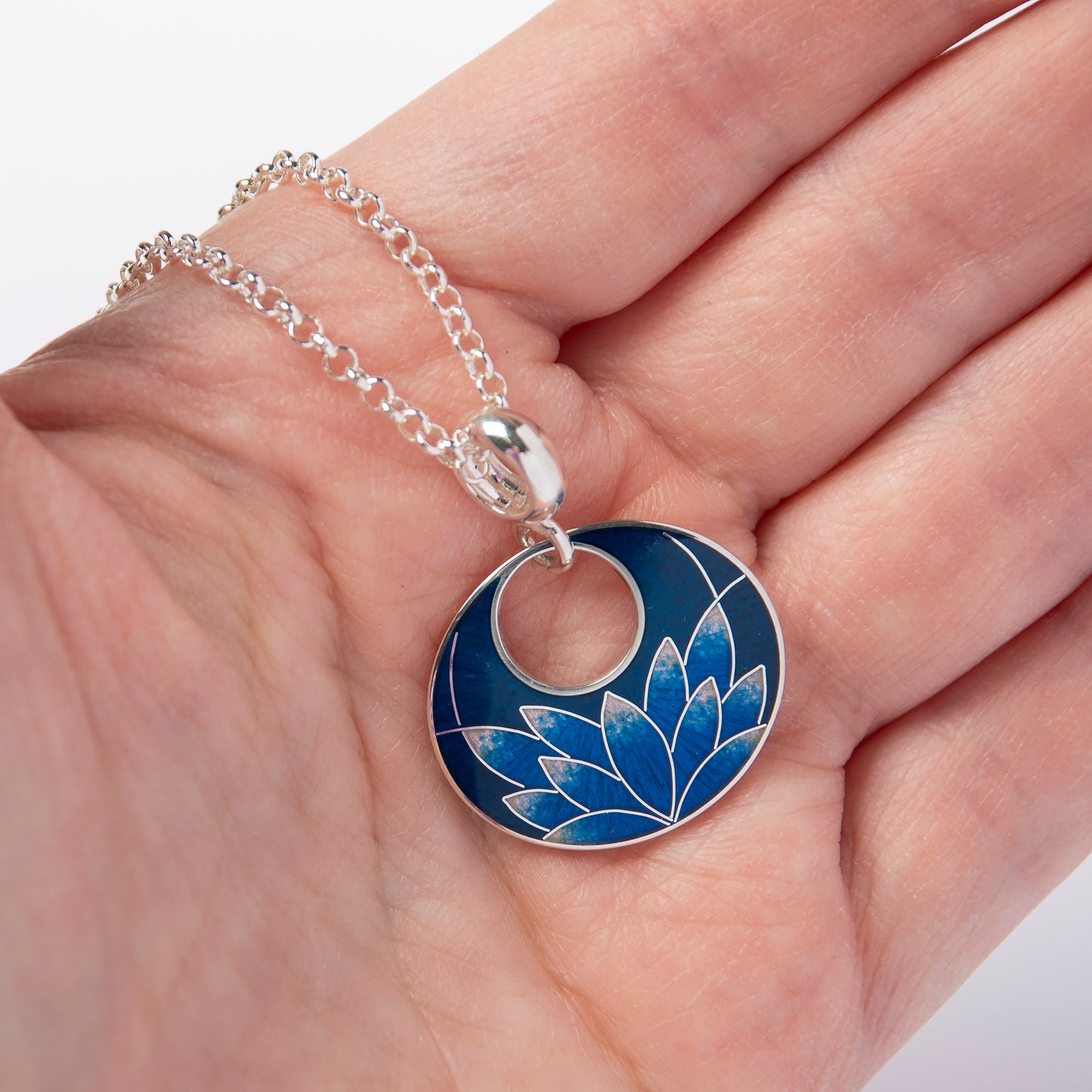 Cloisonné Enamel Pendant-Necklace "Blue Lotus"