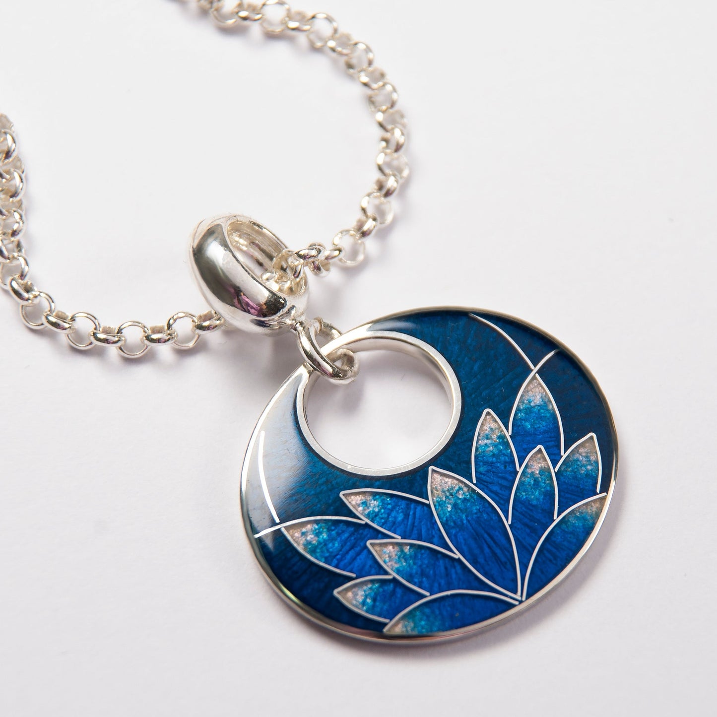 Cloisonné Enamel Pendant-Necklace "Blue Lotus"