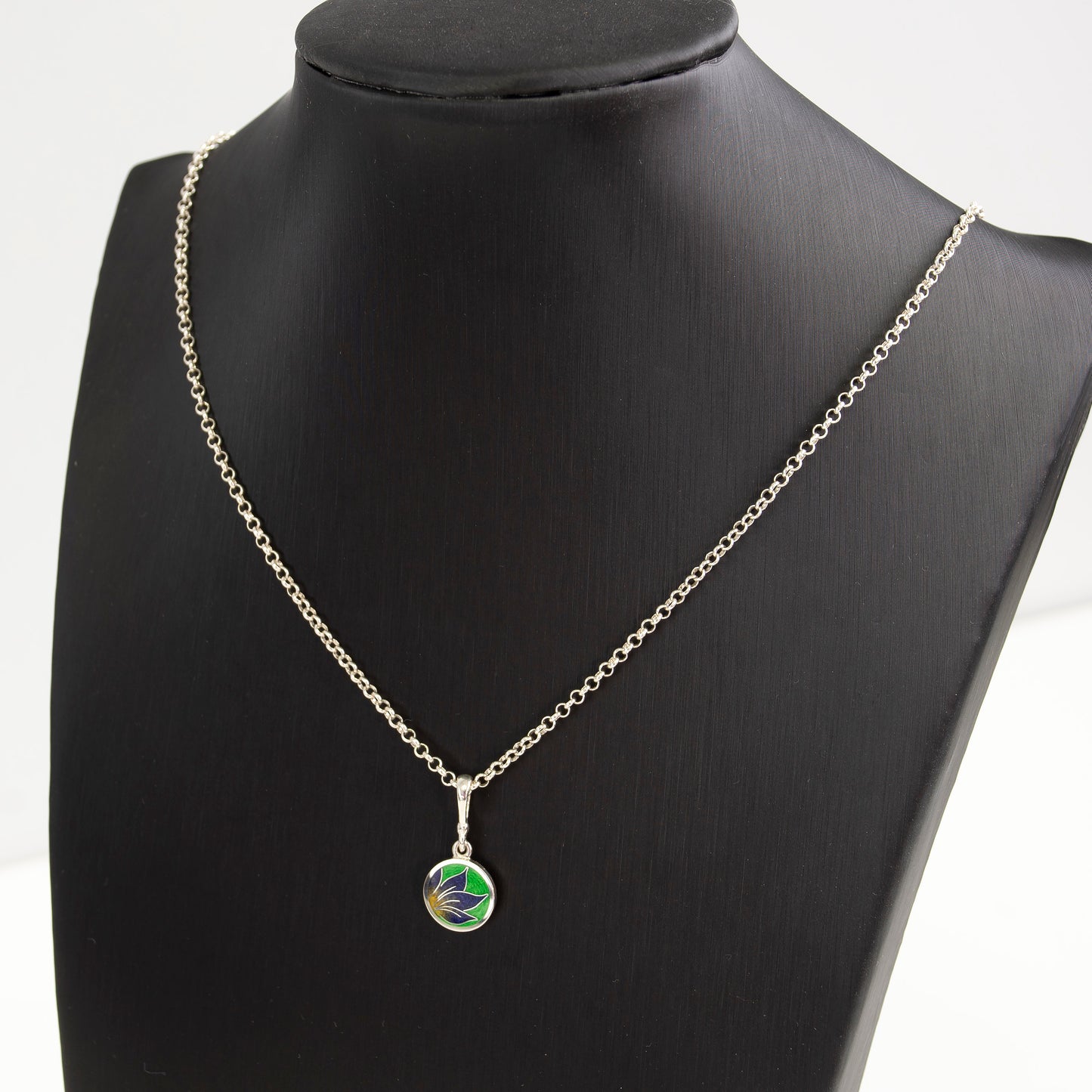Iris Cloisonné Enamel Green Necklace
