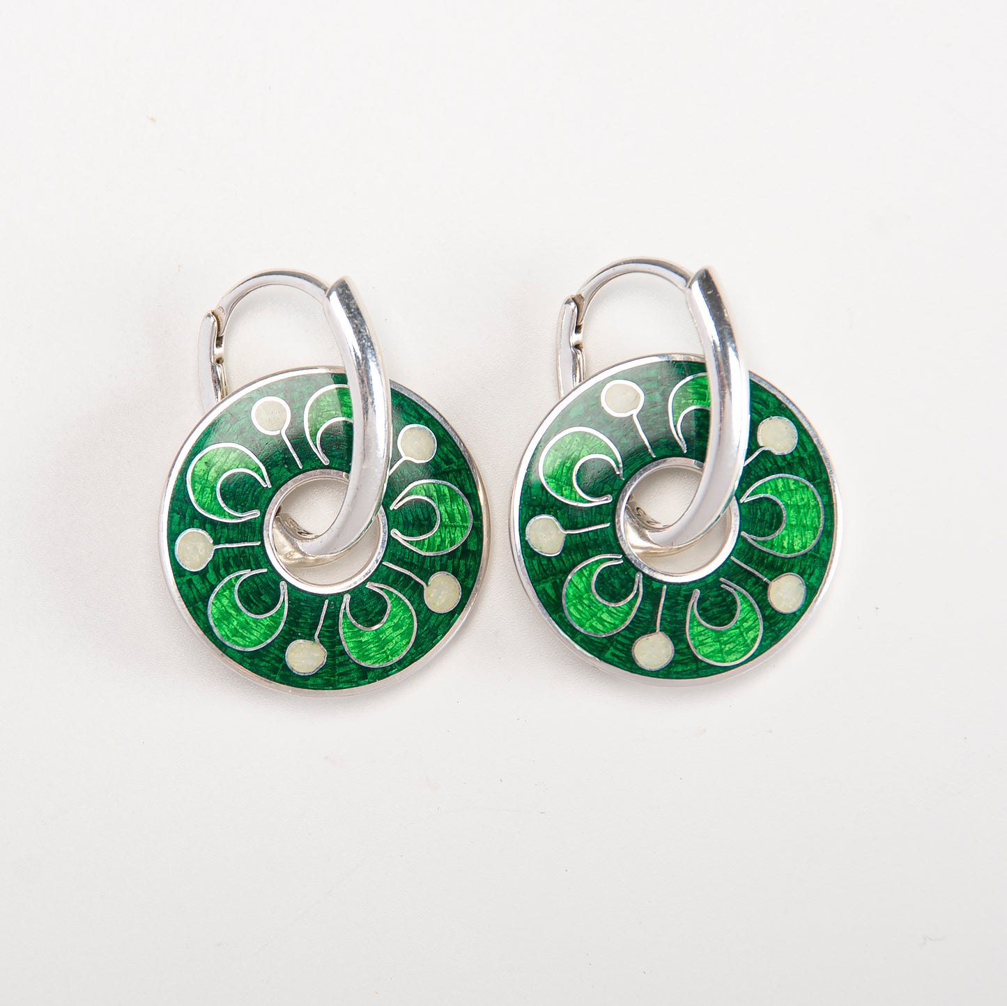 Green Grass Rotating, Cloisonné Enamel Double Sided Earrings 🍃