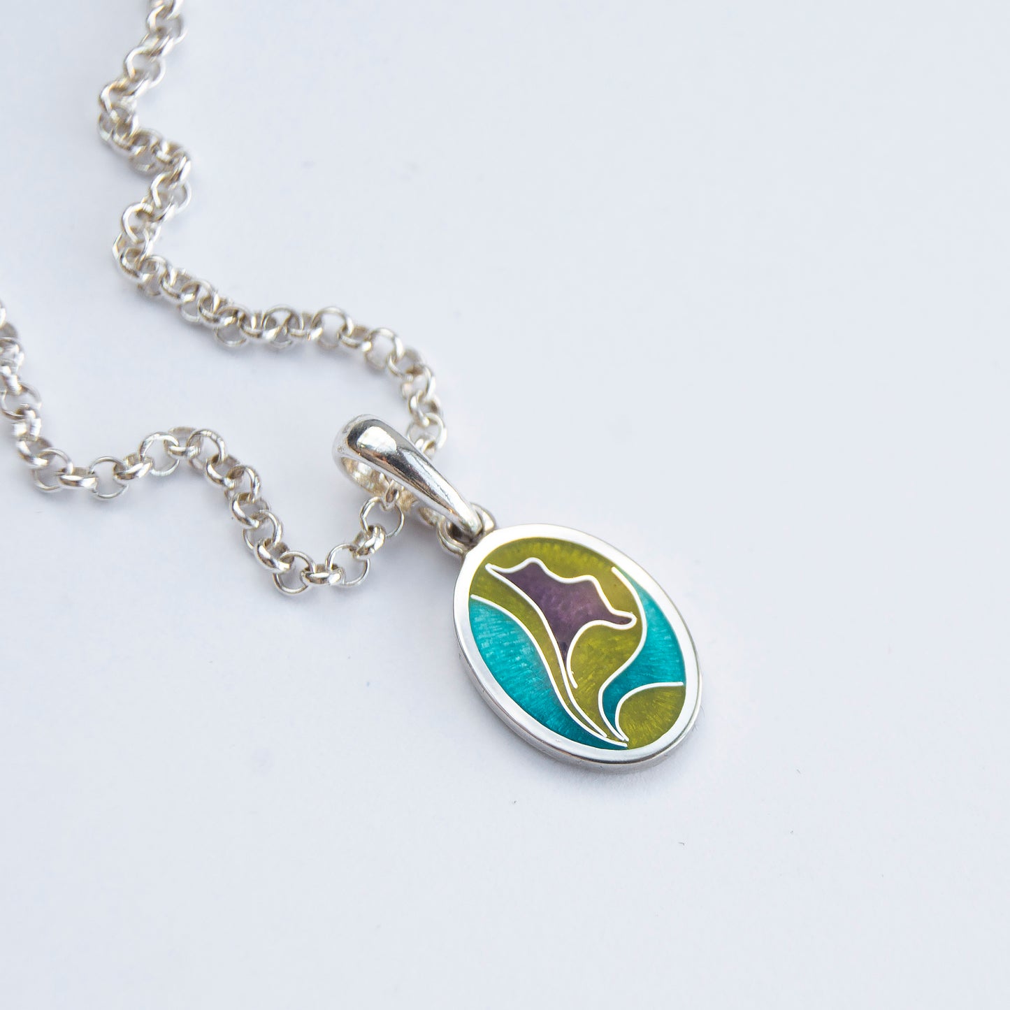 Olive Purple Cloisonné Enamel Necklace