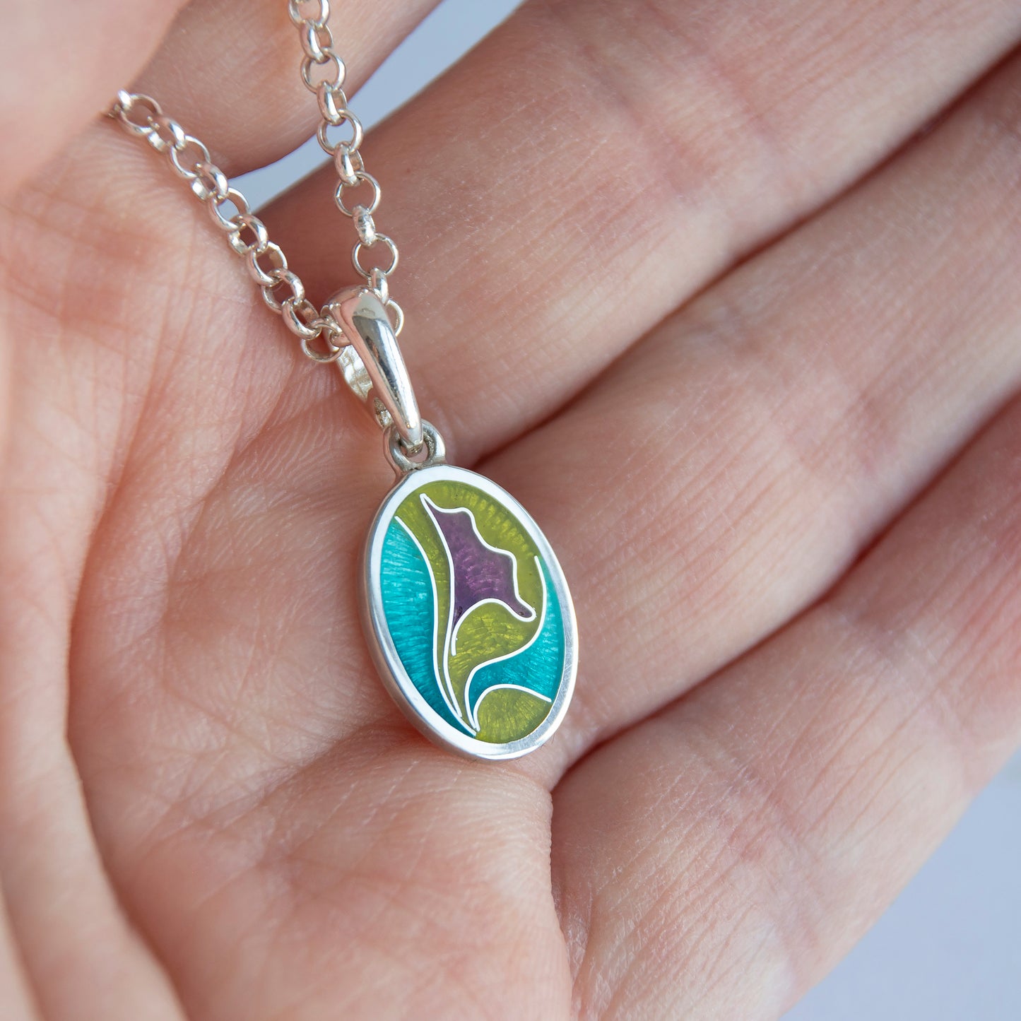 Olive Purple Cloisonné Enamel Necklace