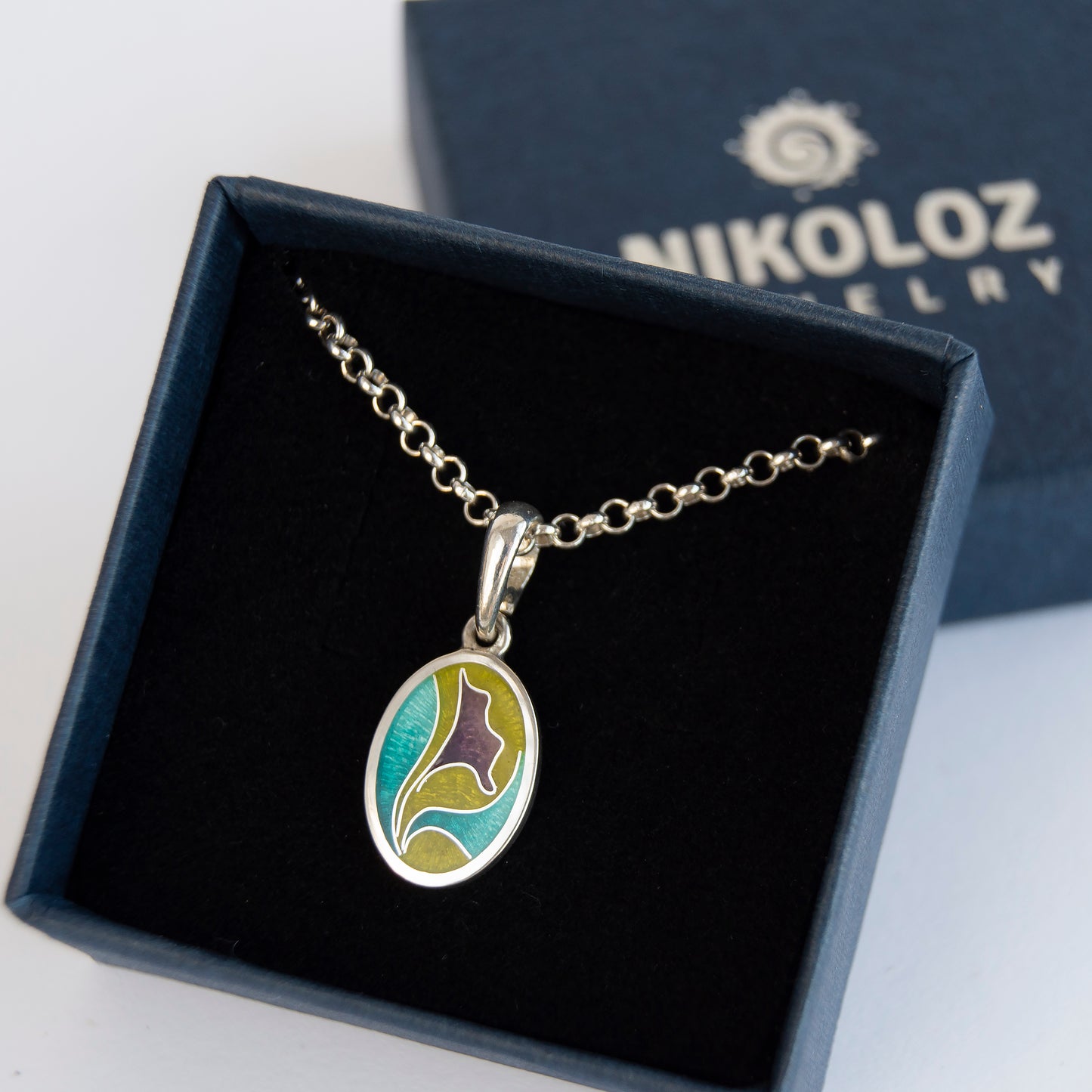 Olive Purple Cloisonné Enamel Necklace