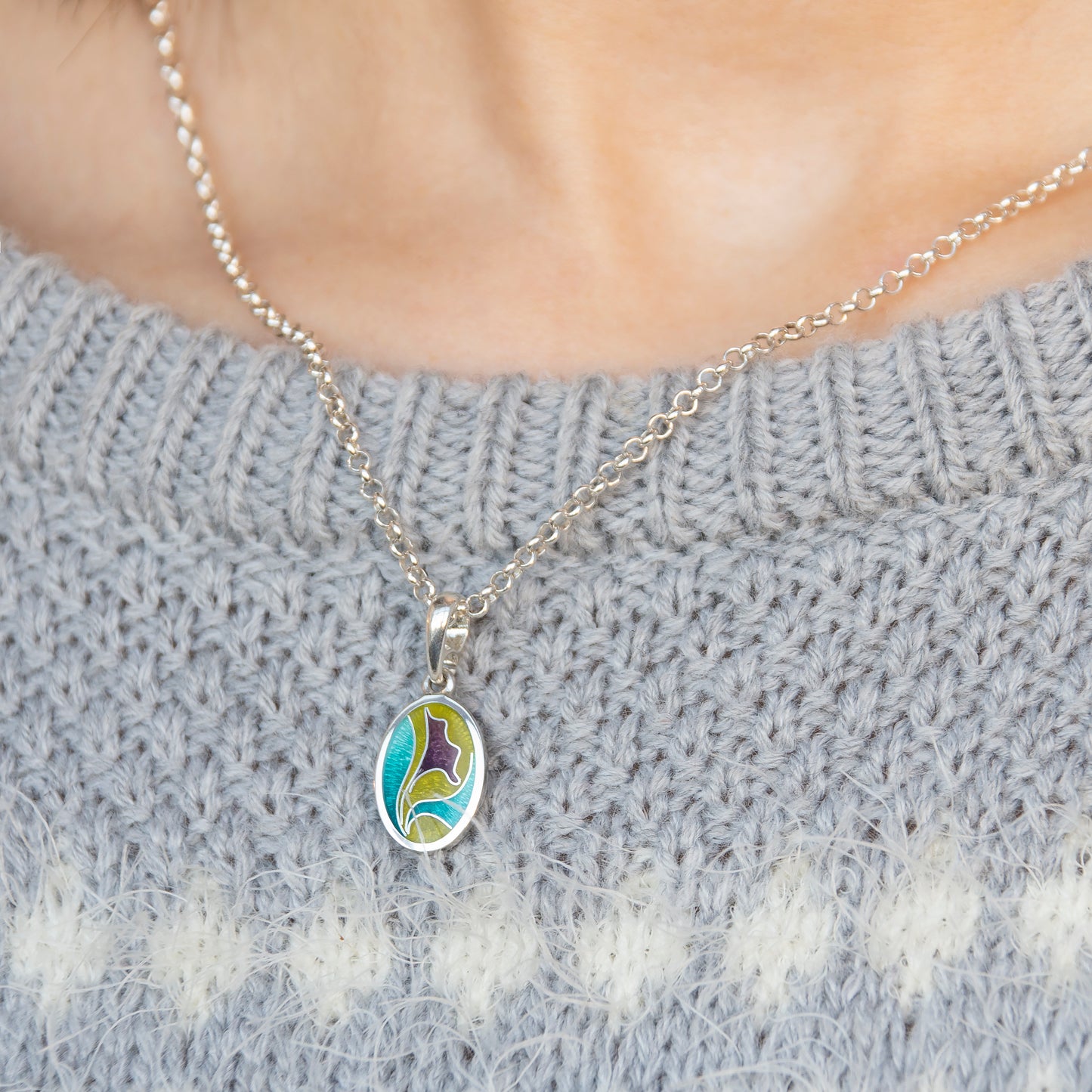Olive Purple Cloisonné Enamel Necklace