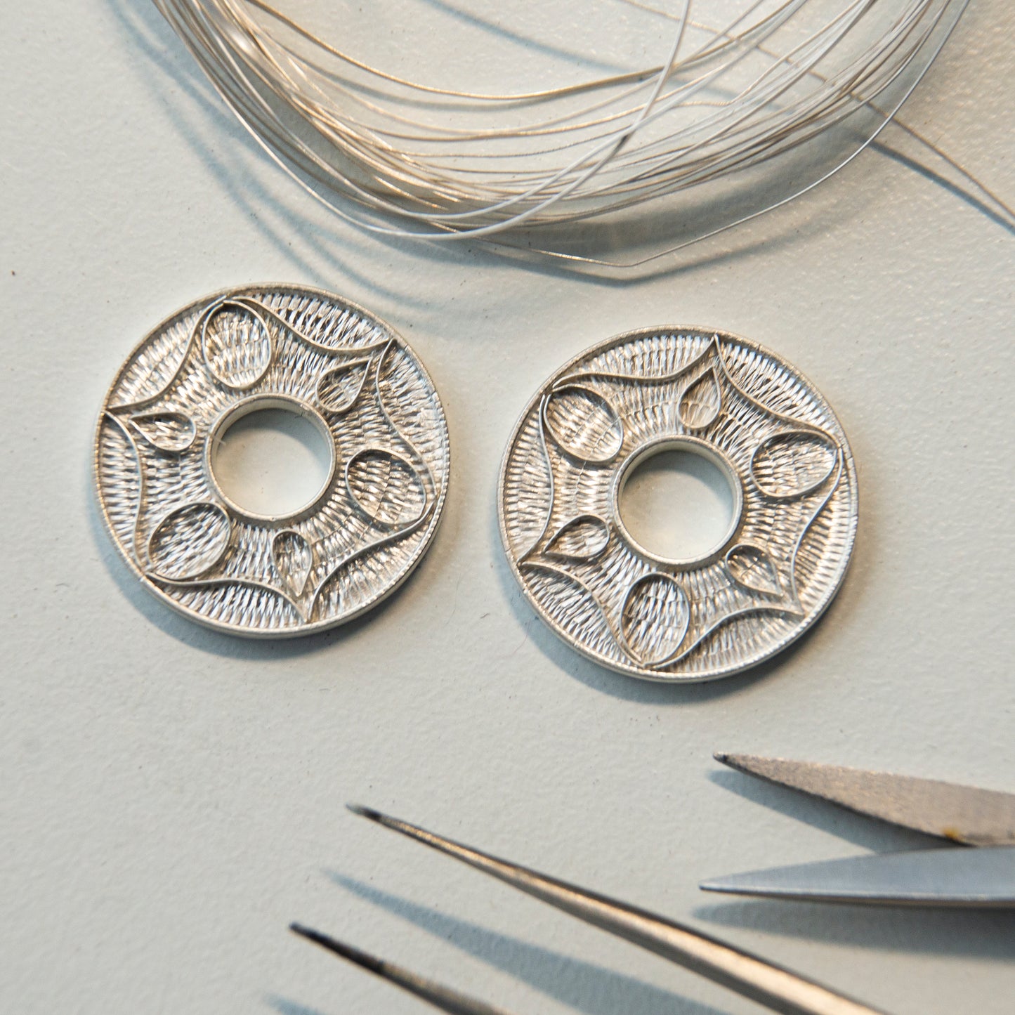 Purple Blue Reversible Cloisonné Enamel Earrings