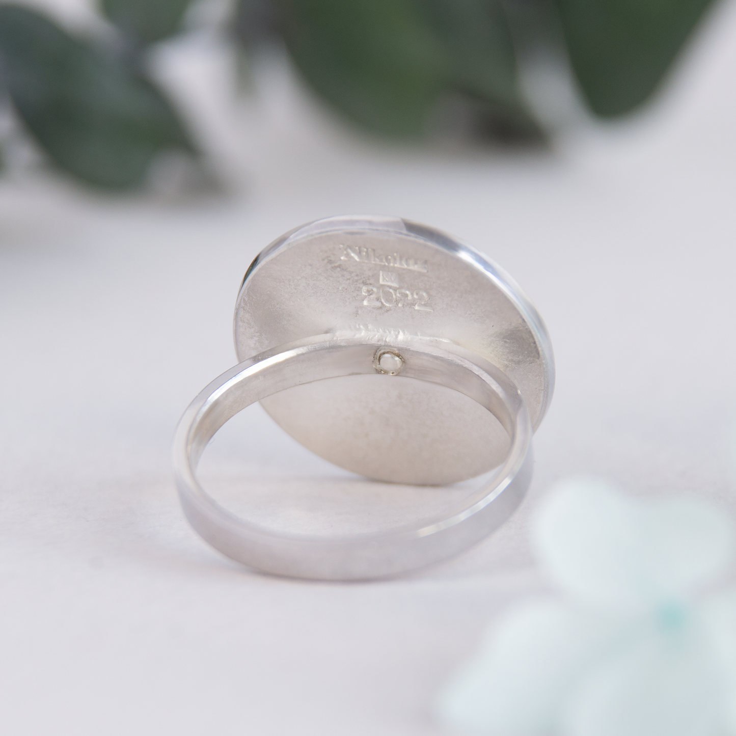 Citrine Quartz Stone, Silver, Cloisonné Enamel Ring