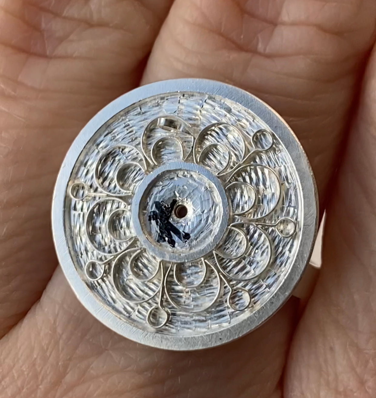 Citrine Quartz Stone, Silver, Cloisonné Enamel Ring