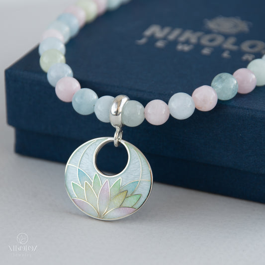 Cloisonné Enamel Pendant Multicolour Lotus