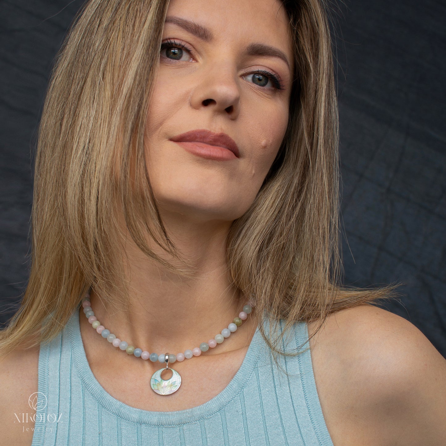 Cloisonné Enamel Pendant Multicolour Lotus