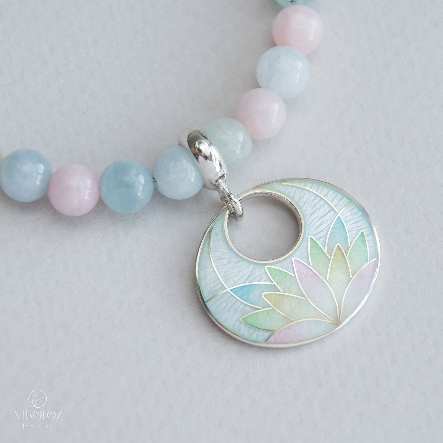 Cloisonné Enamel Pendant Multicolour Lotus