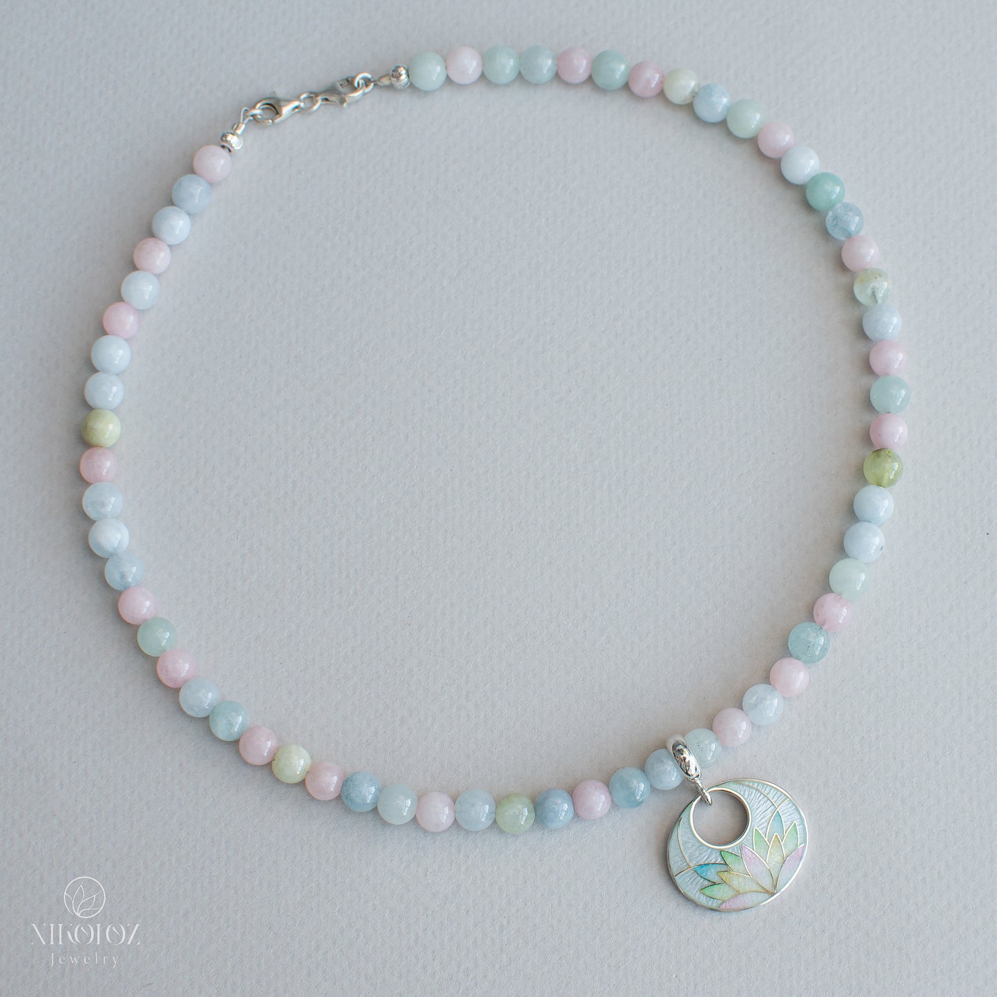 Cloisonné Enamel Pendant Multicolour Lotus