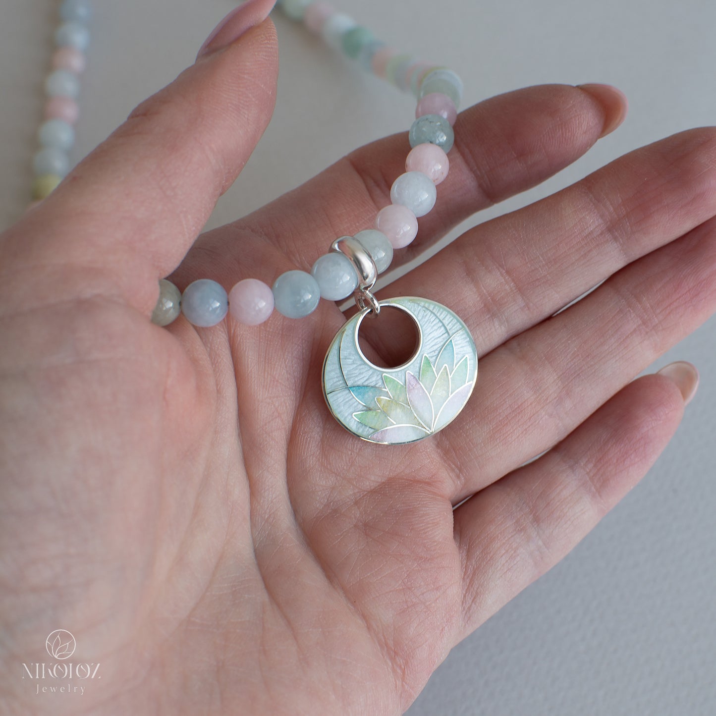 Cloisonné Enamel Pendant Multicolour Lotus