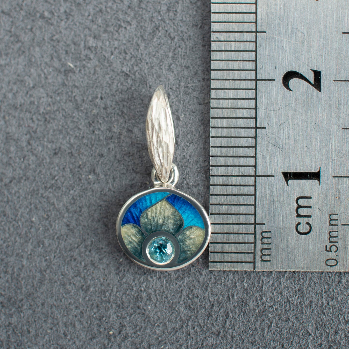 Topaz Enamel Pendant Necklace, Cloisonne Enamel And Silver Pendant