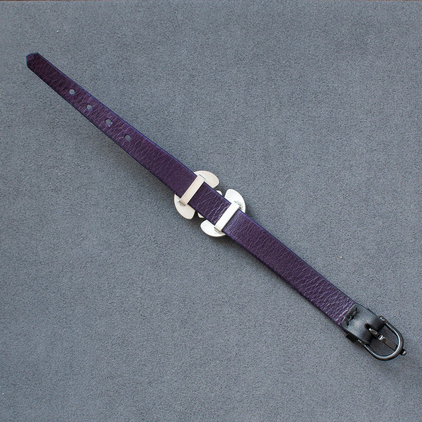 Cloisonne Enamel Leather Bracelet, Sterling Silver Bracelet With Leather Strap