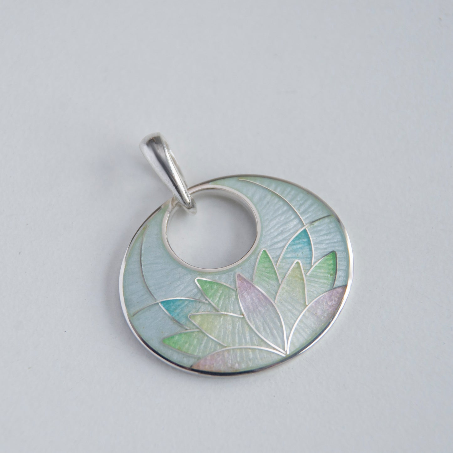 Cloisonné Enamel Pendant Multicolour Lotus