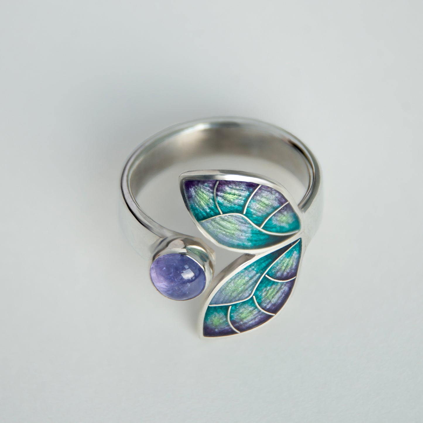 Cloisonne Enamel Open Ring With Stone, 4 Options