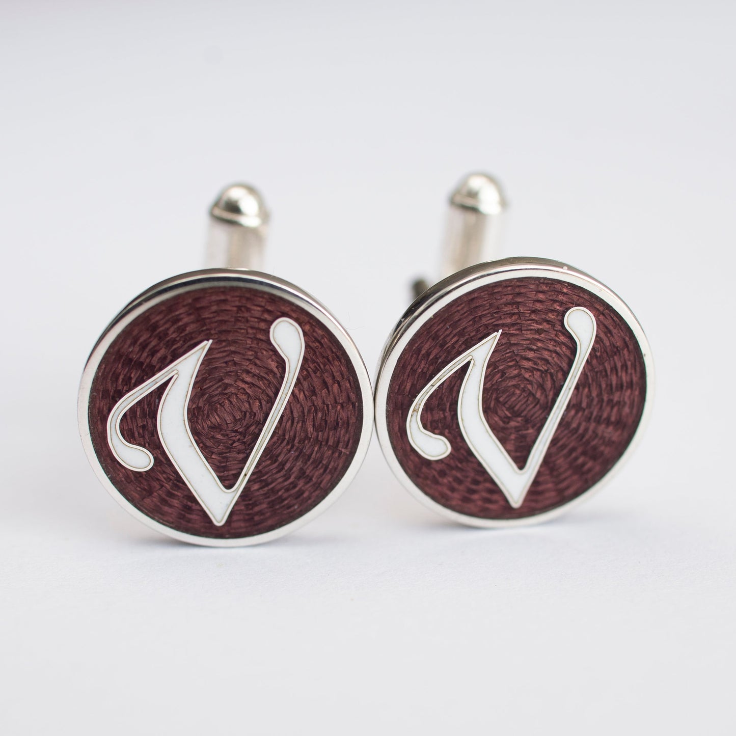 Custom Groomsmen Cuff Links. Personalised Initials Silver And Cloisonne Enamel Accessory for Men