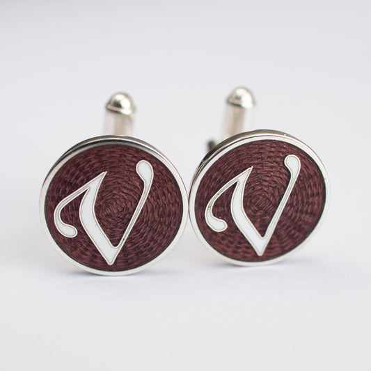 Custom Groomsmen Cuff Links. Personalised Initials Silver And Cloisonne Enamel Accessory for Men