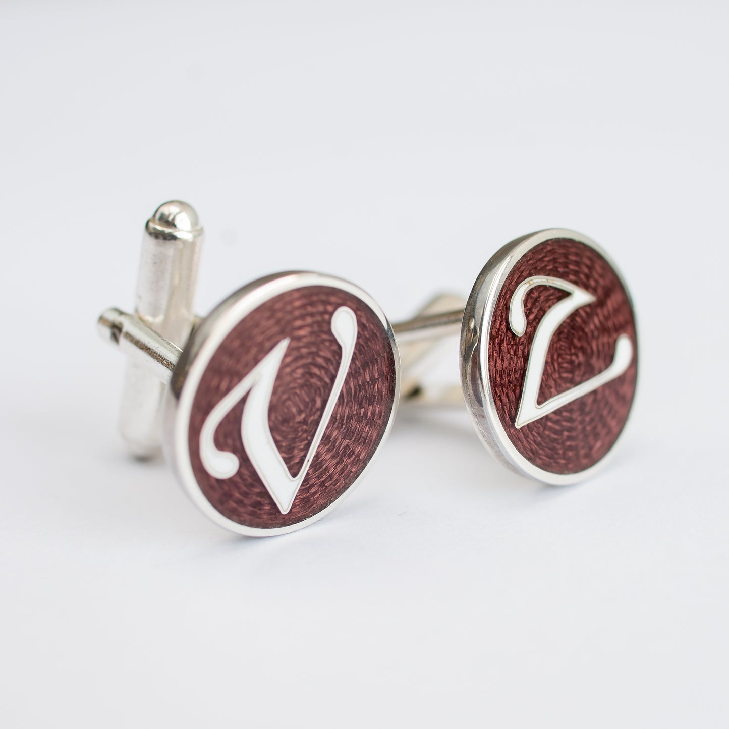 Custom Groomsmen Cuff Links. Personalised Initials Silver And Cloisonne Enamel Accessory for Men