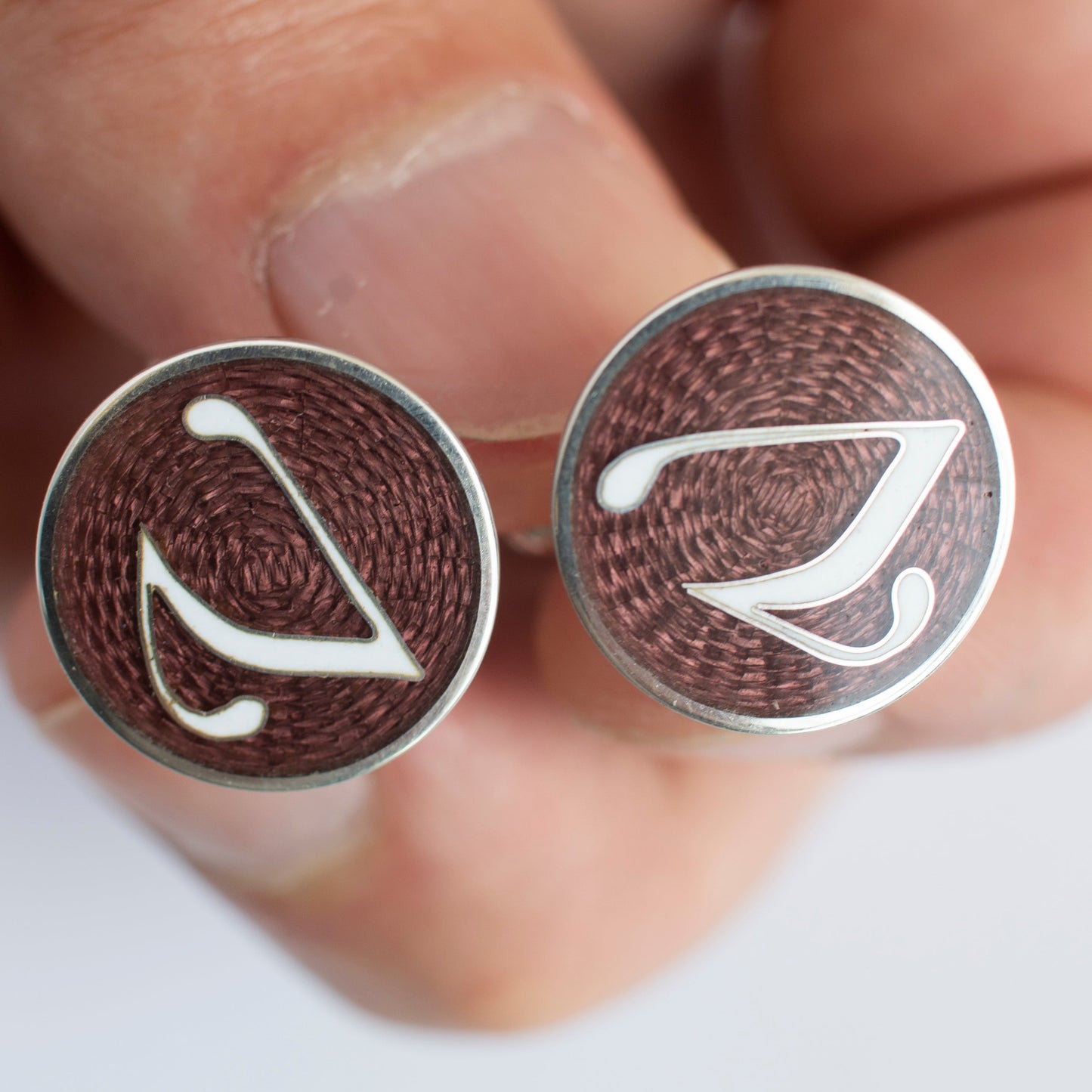 Custom Groomsmen Cuff Links. Personalised Initials Silver And Cloisonne Enamel Accessory for Men