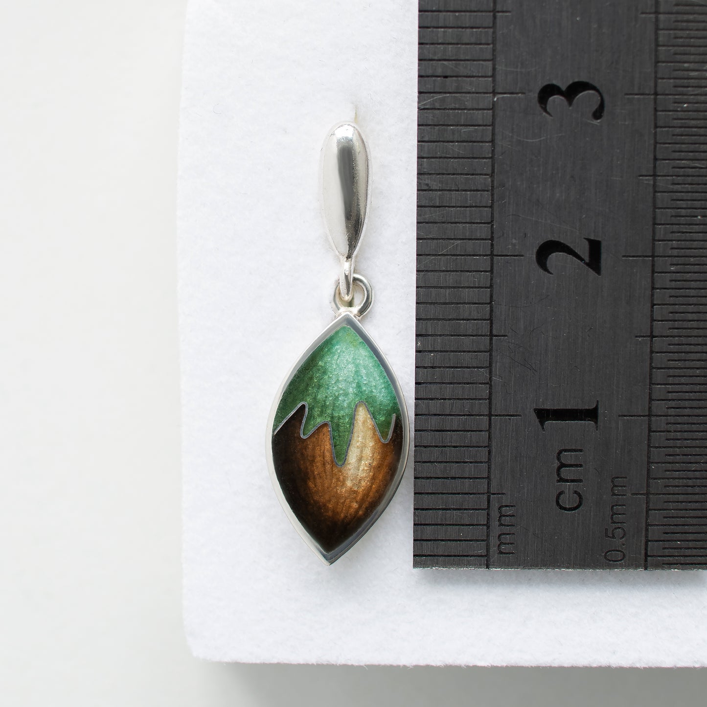 Cloisonne Enamel Hazelnut Earrings: Sterling Silver Dangle Studs