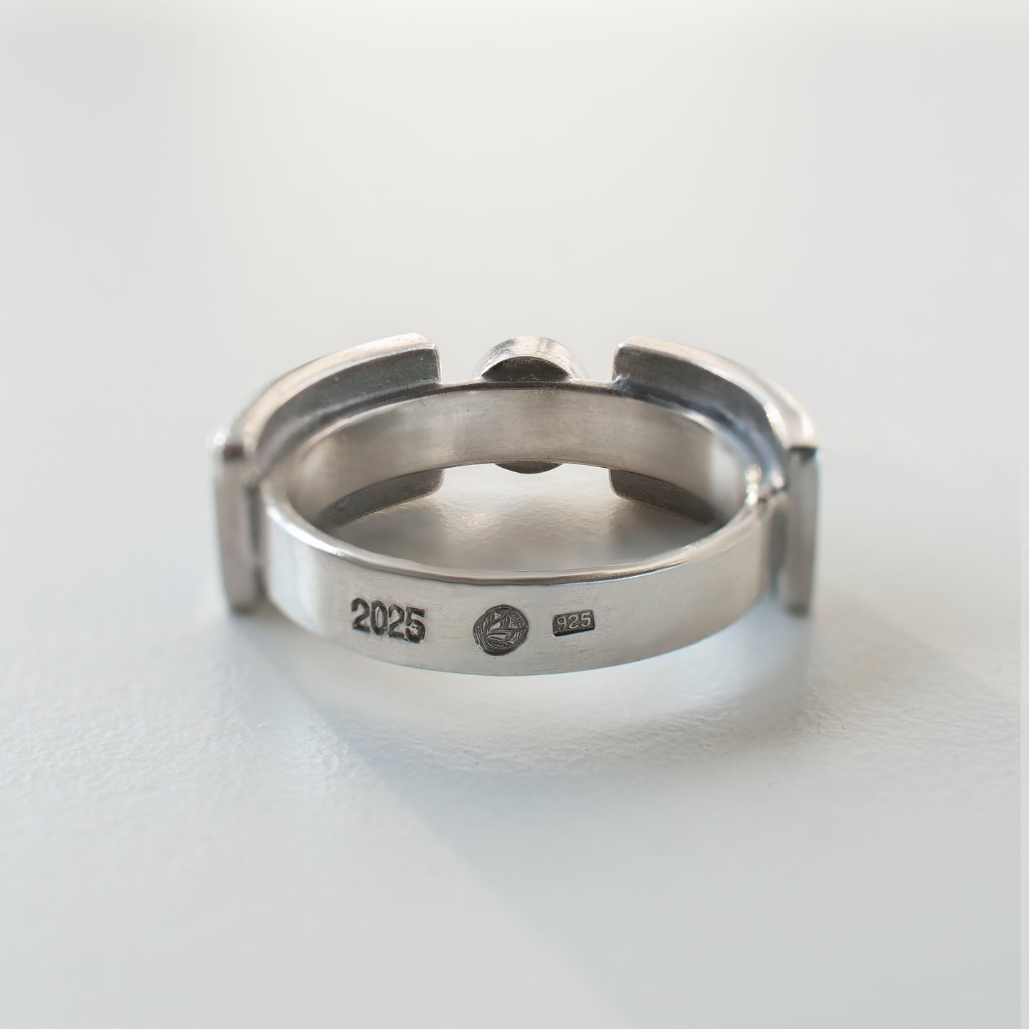 Cloisonné Enamel Ring with London Blue Topaz, Leaf Motif