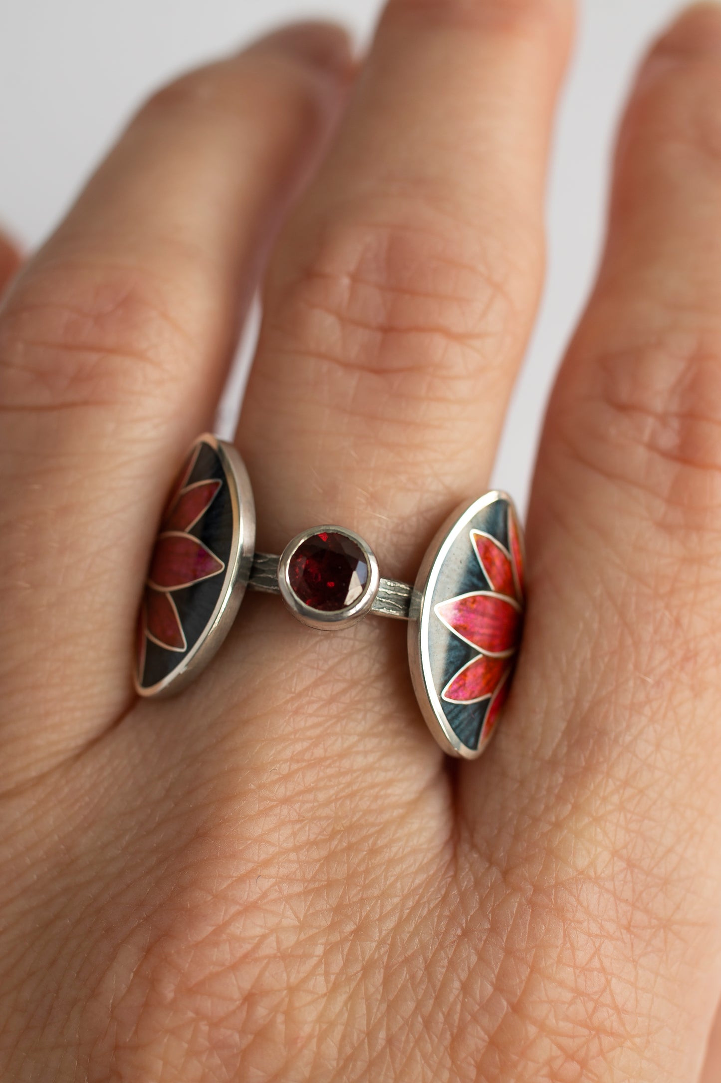 Garnet Enamel Ring