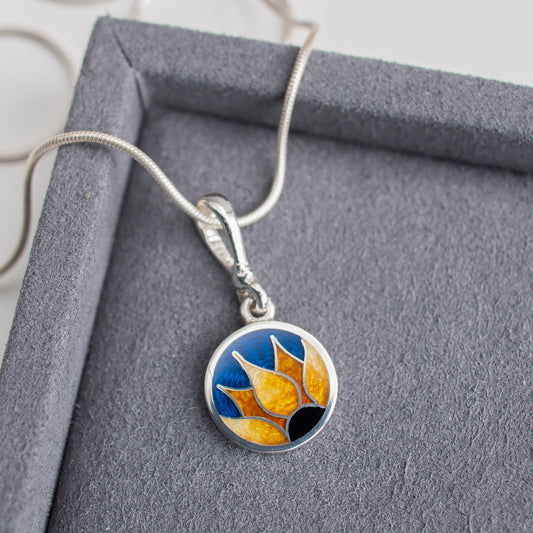 Sunflower Enamel Necklace and Earrings