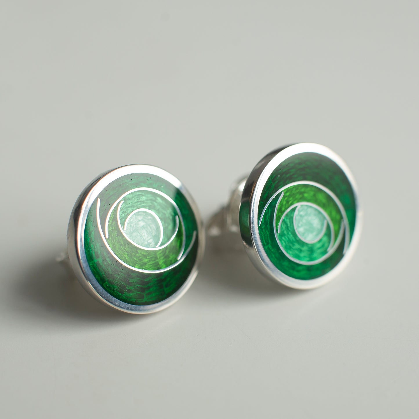 Cloisonne Enamel Blue, Green Geometric Earrings