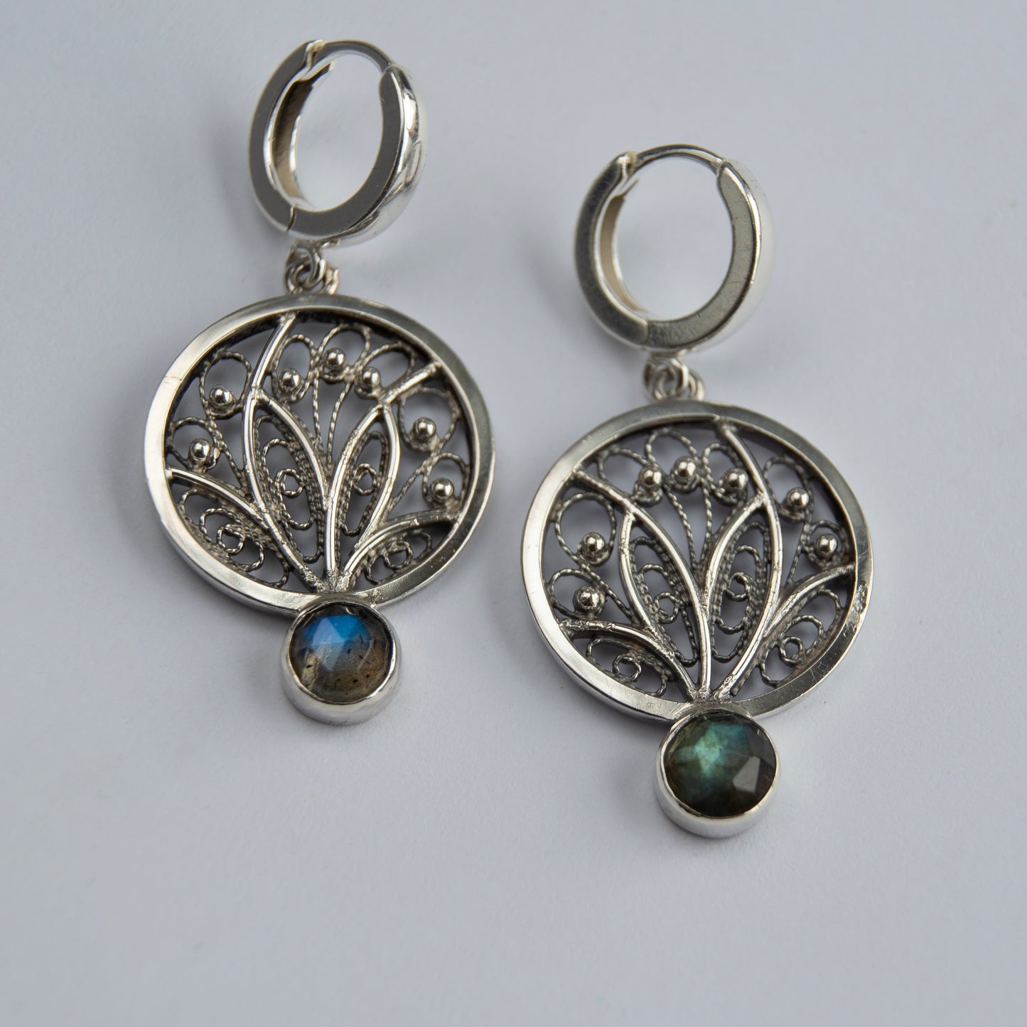 Filigree Earrings With Labradorite Stone