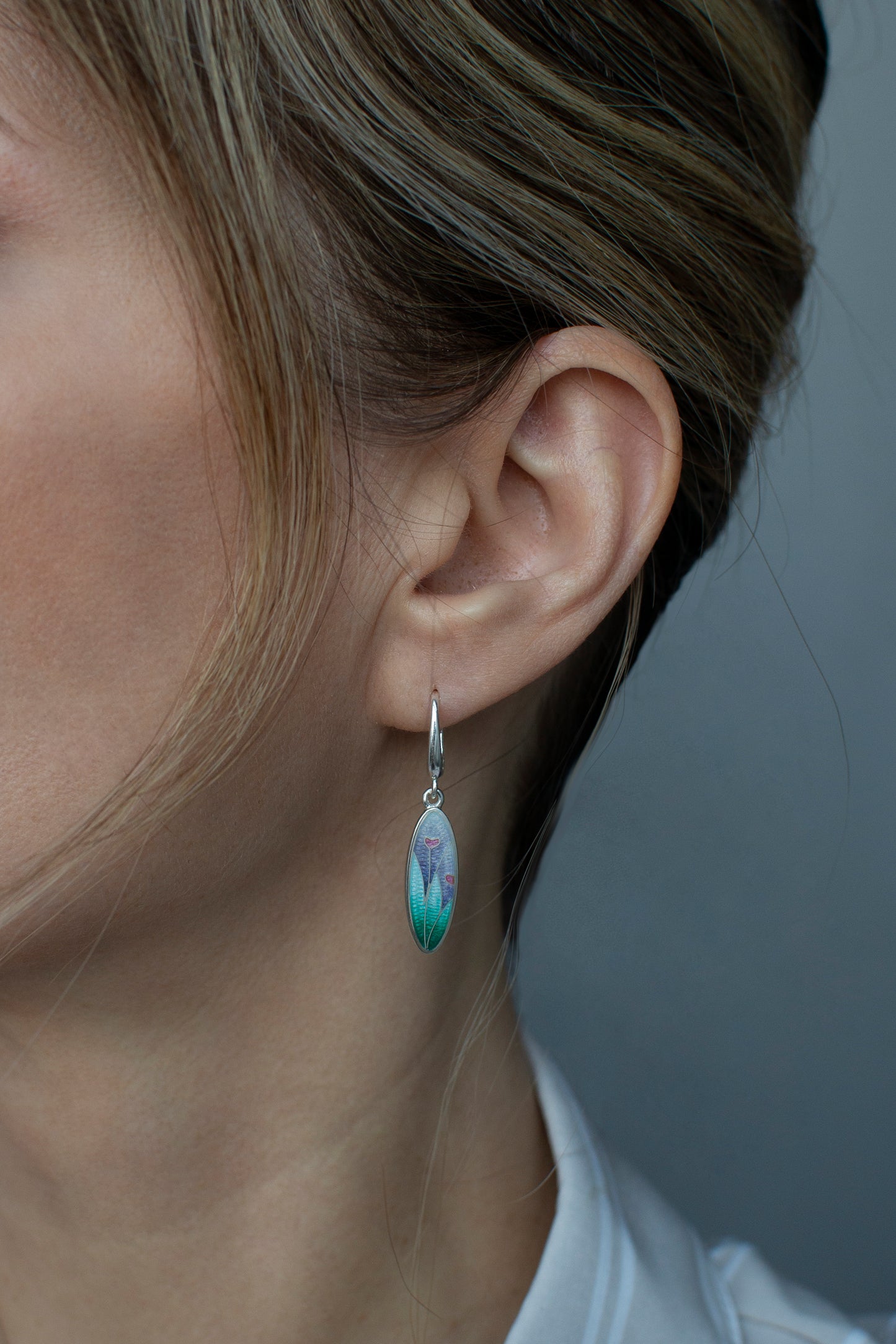 Hearts in Harmony: Sterling Silver & Cloisonne Enamel Earrings