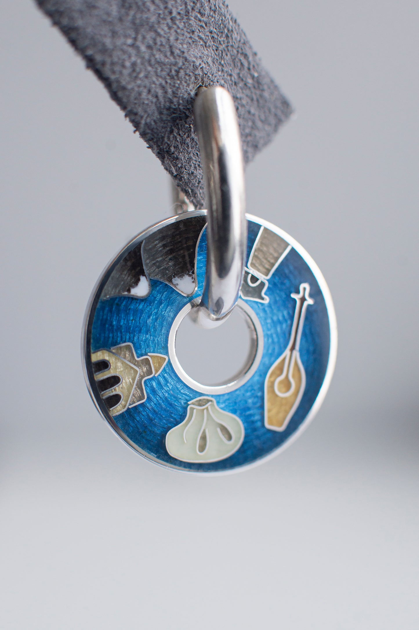 Cloisonne Enamel Earrings With Georgian Symbols: Sterling Silver Reversible Jewelry