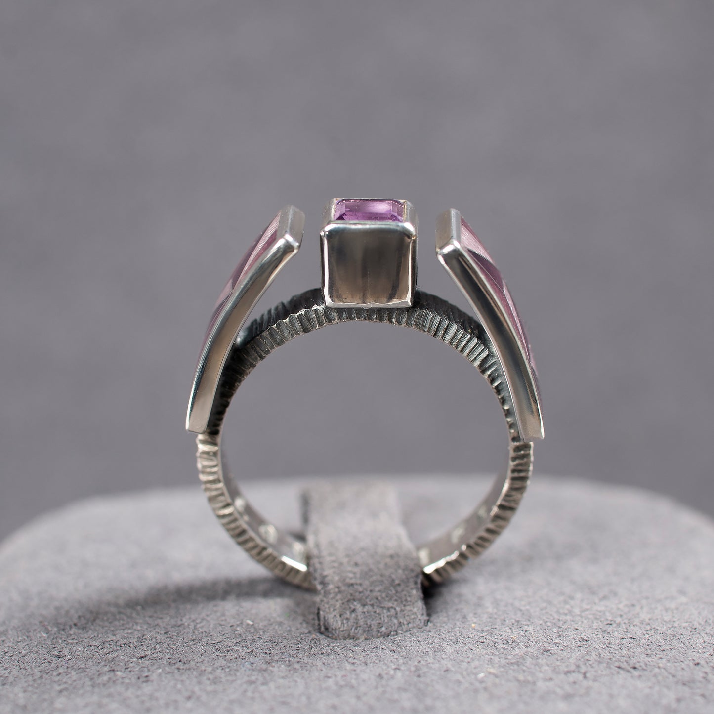 Cloisonné Enamel Ring Love Life, Amethyst Purple Ring