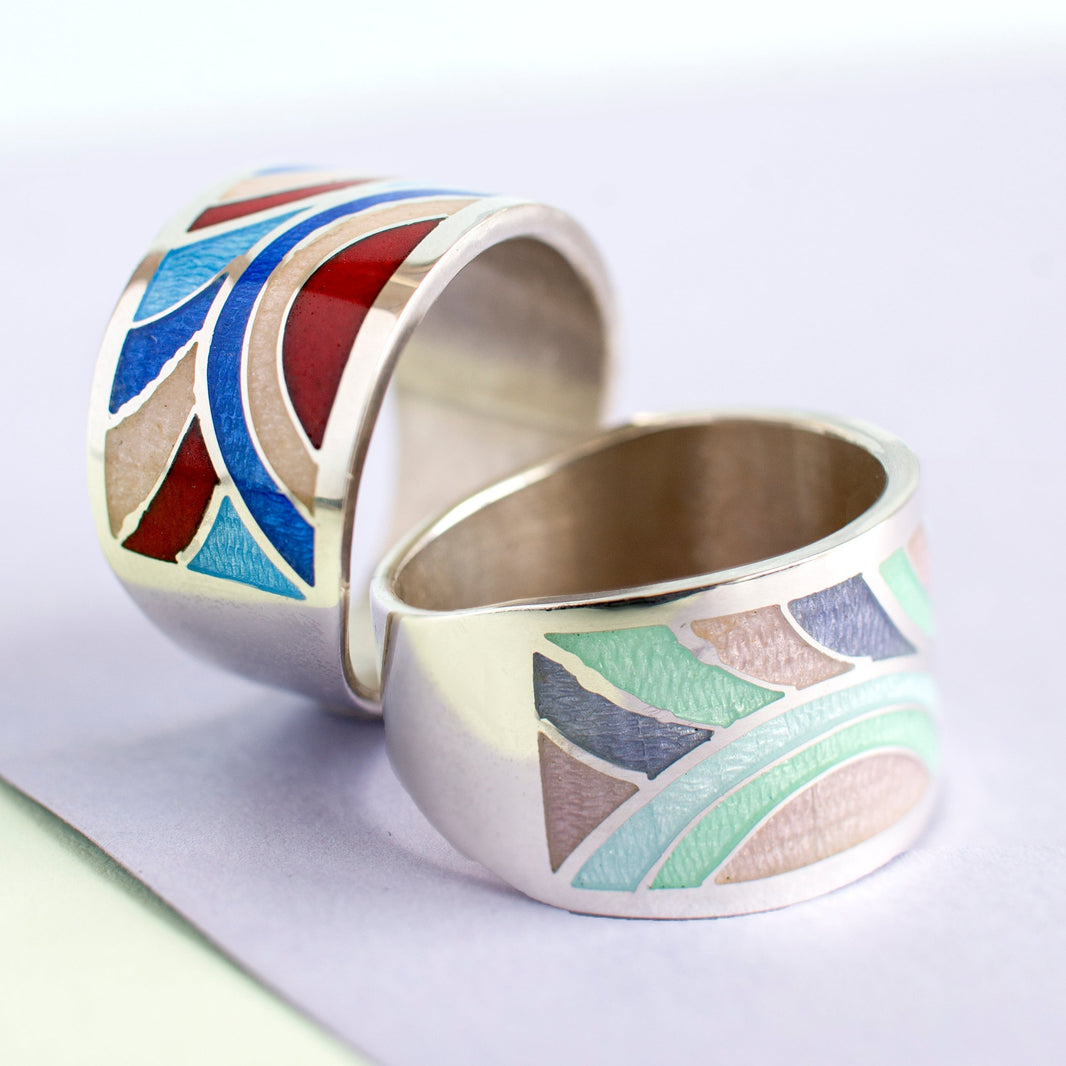 Enamel Finish Rings Fine Art Enamel Jewelry – Nikoloz Jewelry