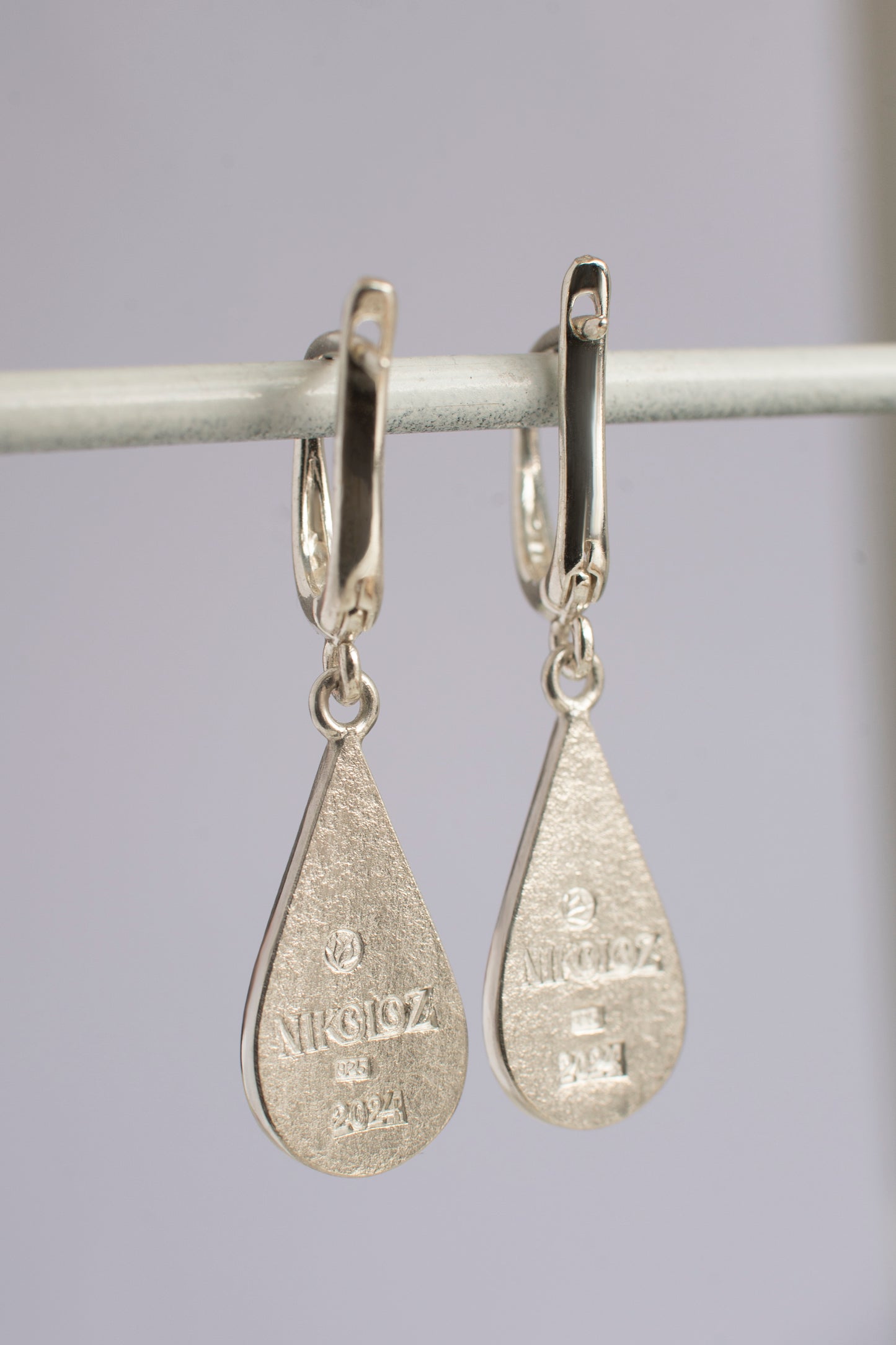 Cloisonne Enamel Teardrop Earrings With Floral Pattern