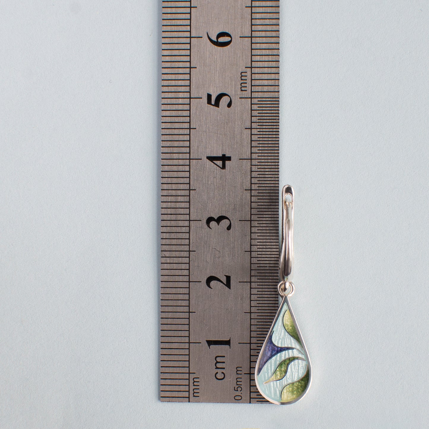 Cloisonne Enamel Teardrop Earrings With Floral Pattern
