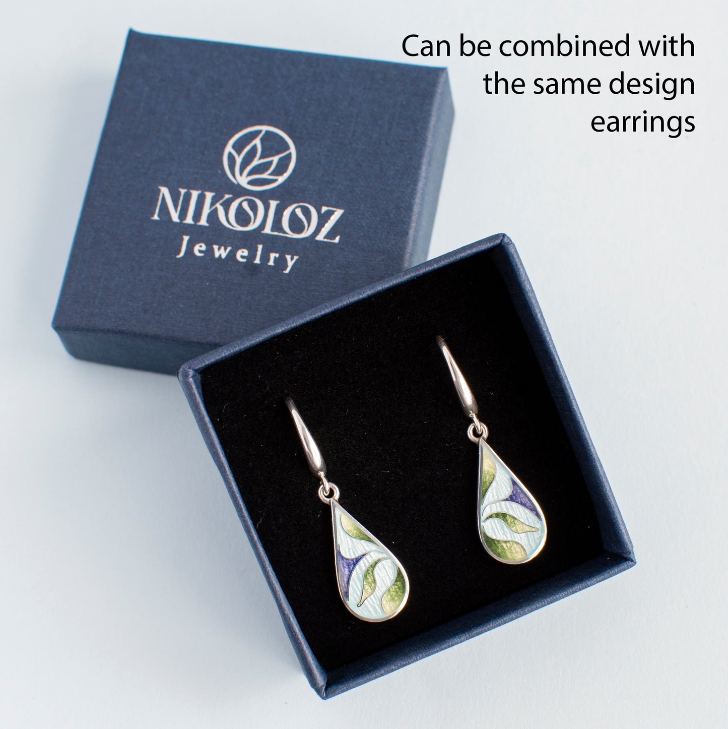 Cloisonne Enamel And Sterling Silver Teardrop Pendant