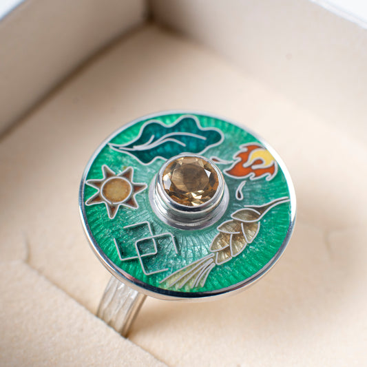 Cloisonne Enamel Green Ring Ligo